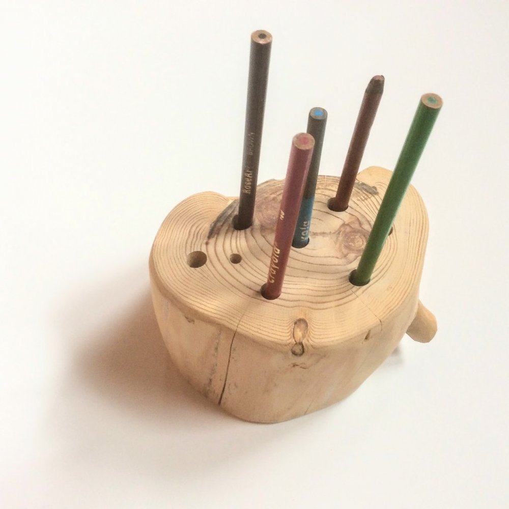 Wooden Pine Handmade Desktop Pencil, Pen, Paintbrush, Crayon Holder